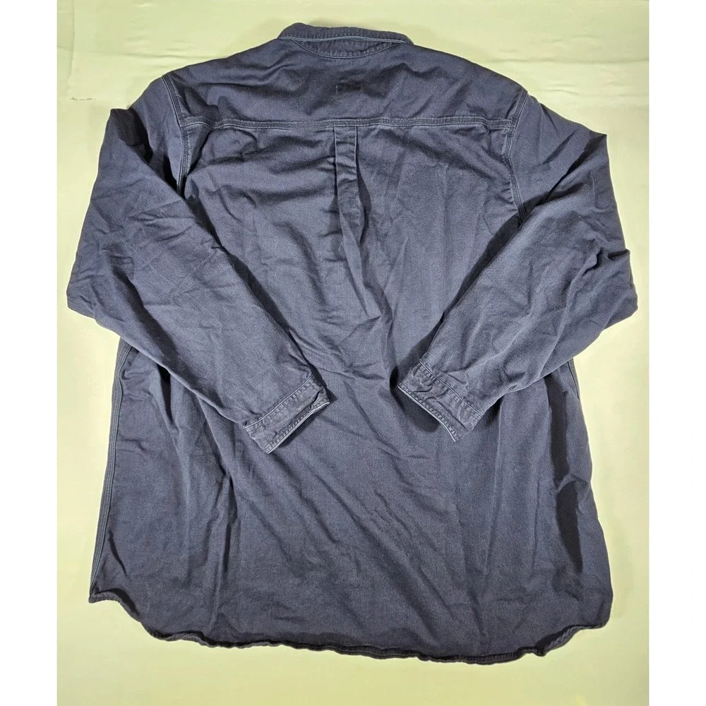 Carhartt FR Flame Resistant Work Shirt Men 4XLT Navy Blue Button Down FRS003 NVY